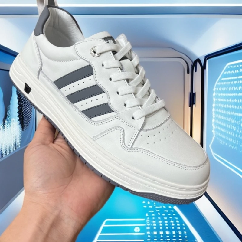 男士休闲板鞋，头层牛皮，透气排汗，不臭脚，橡胶大低防滑耐磨