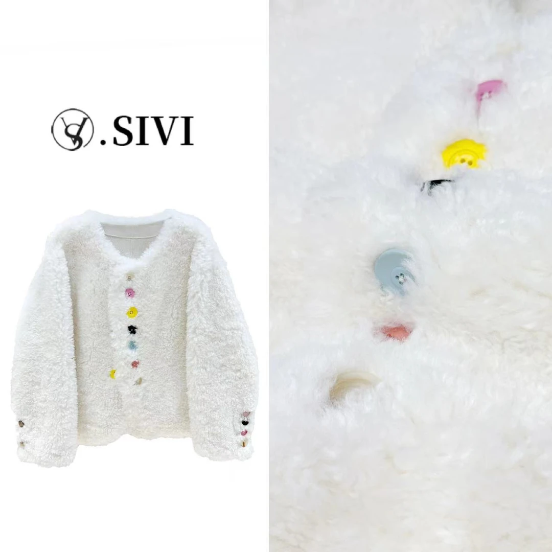 熙薇轻奢气质外套【彩虹纽扣】冬季新款时尚休闲上衣F6716