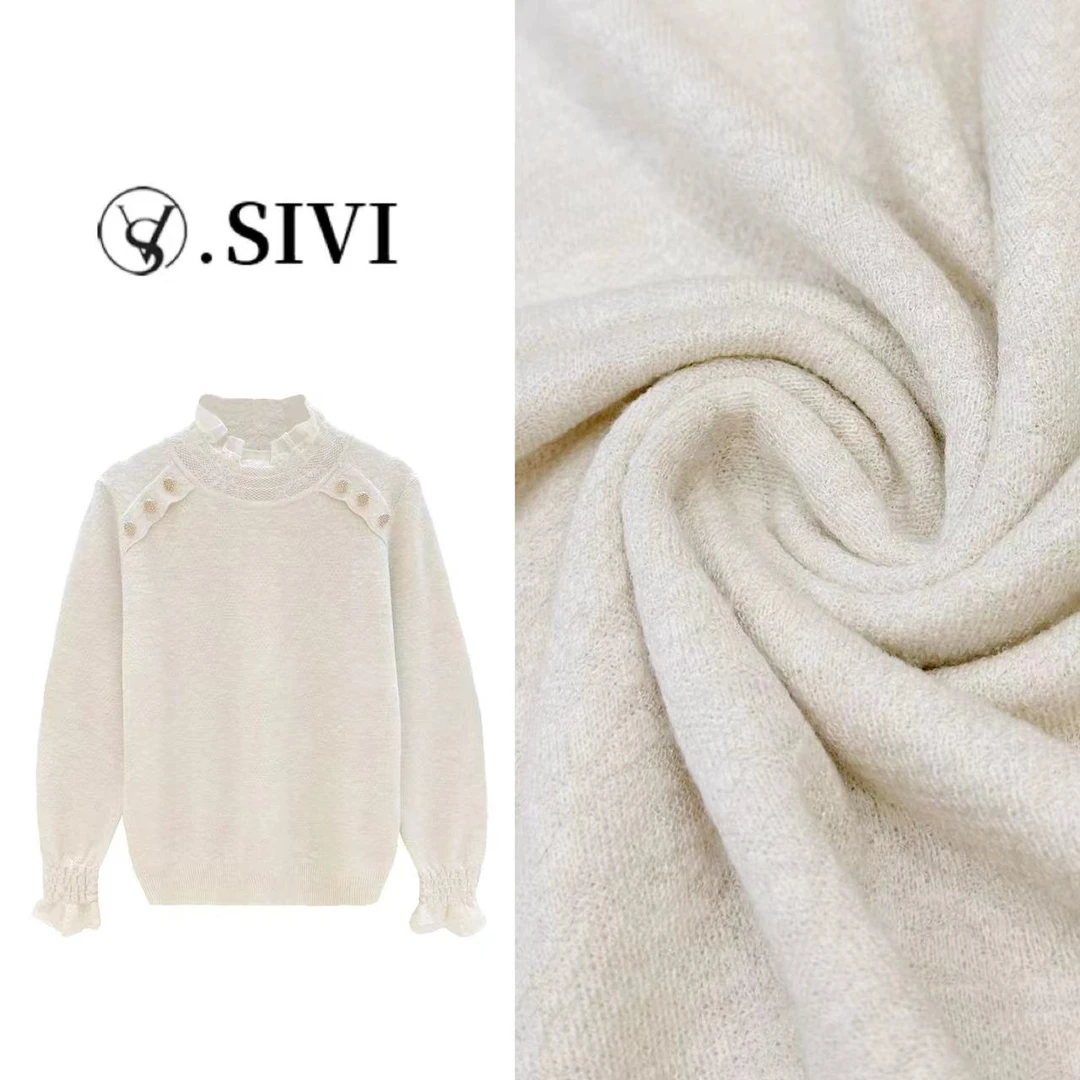 熙薇花纹立体织法立领毛衣【惊鸿别秋】秋冬新款上衣F6687