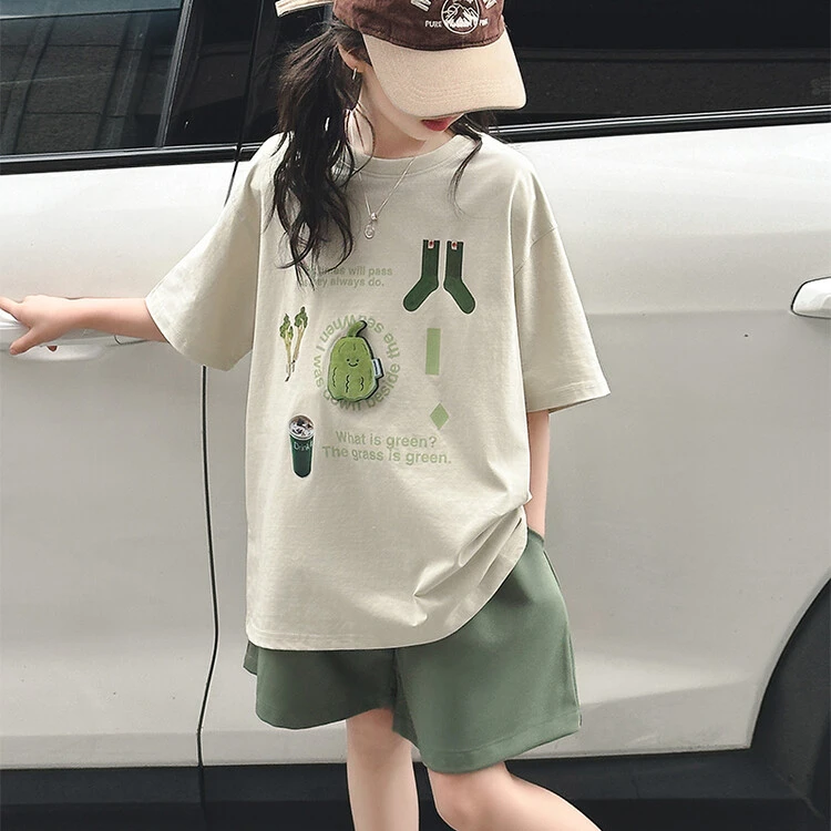 女童夏装2024新款洋气时髦套装大童女孩网红炸街夏季两件套儿童装