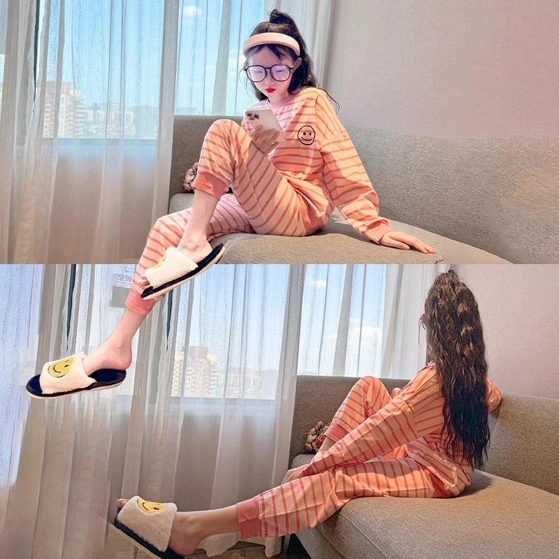 女童睡衣春秋款2025新款大童女孩网红长袖套装儿童纯棉洋气家居服