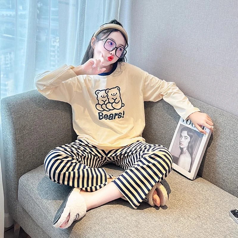 女童睡衣春秋款2025新款儿童秋季家居服套装女孩秋装衣服长袖长裤