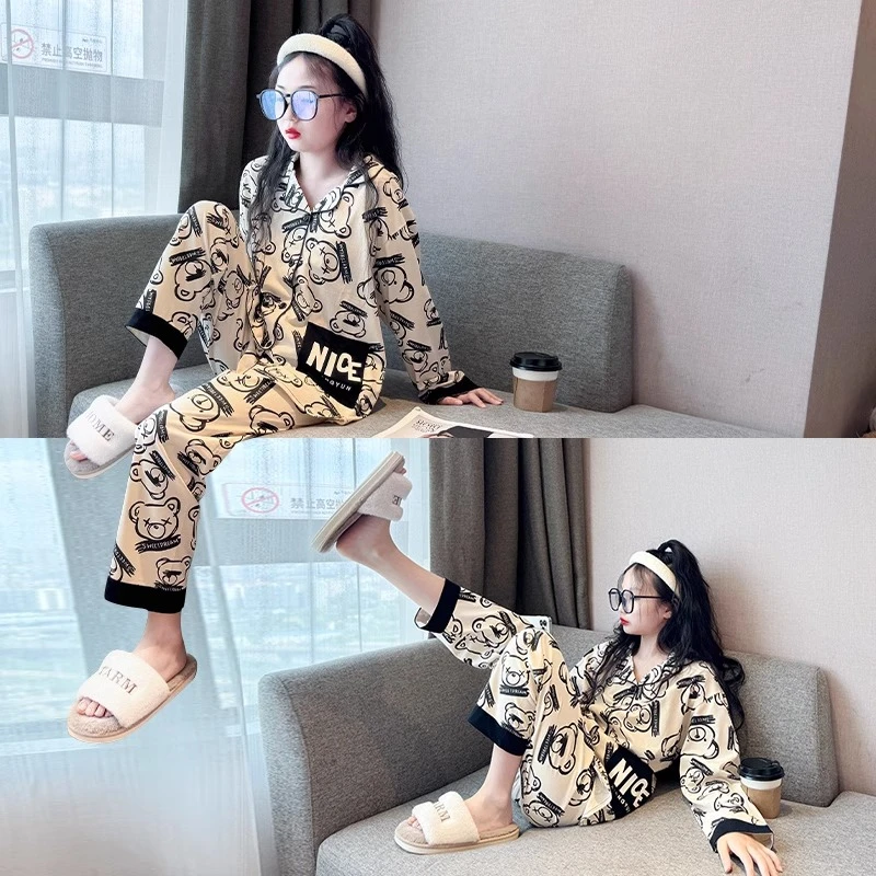 儿童高端纯棉睡衣2025春秋新款初中生住校套装女童秋季爆款家居服