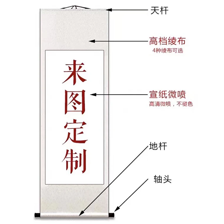 卷轴国画装裱书法作品宣纸打印装裱 可定制