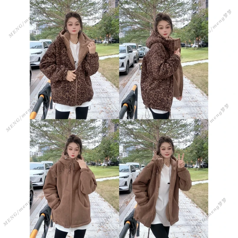 M·梦老板  【时尚周刊】 加绒加厚- 版型巨好原创设计豹纹外套*116