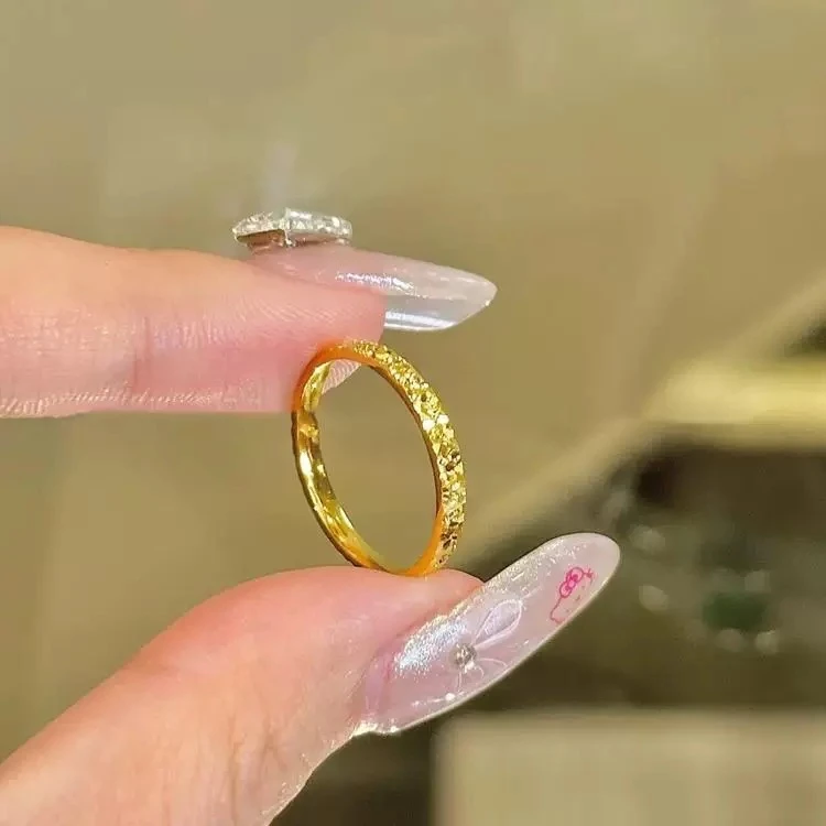 钛钢戒指 J2079不掉色 轻奢高级感 2mm窄版爆闪素圈碎碎冰戒指ins