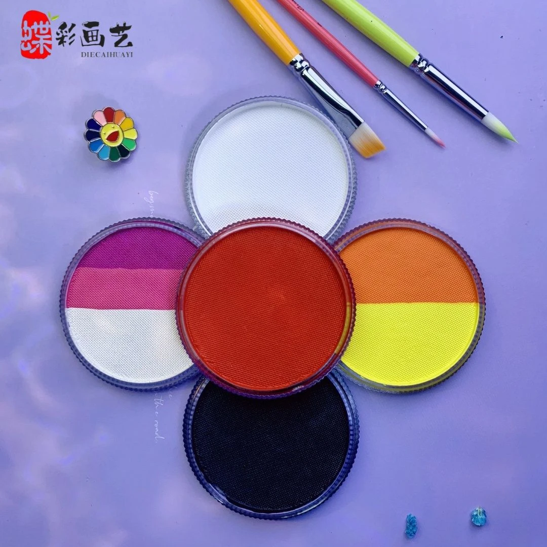 30克圆盘黑白红面部水洗基本功练习全套儿童彩绘画脸儿人脸颜料