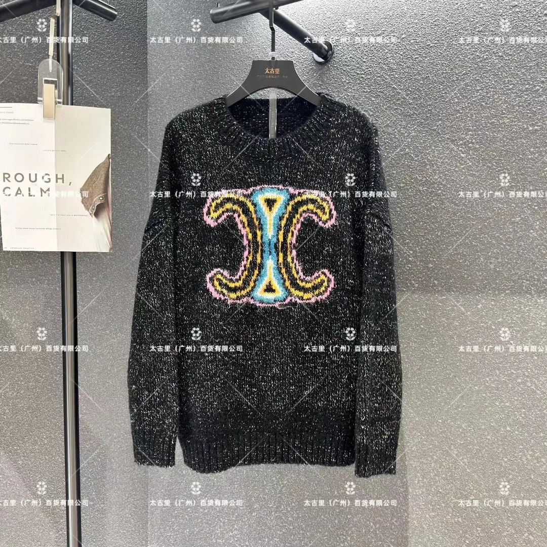 早春新款丨24s时尚网红印花韩版中长款轻奢圆领毛衣A886