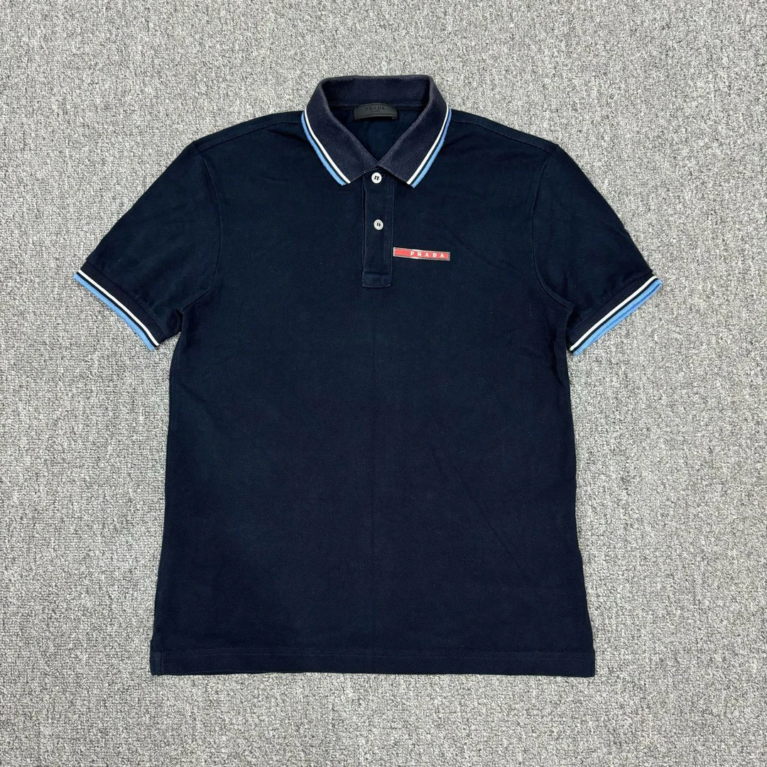 Prada普拉达 藏蓝色胸口logo短袖Polo衫 S码98新 8685794