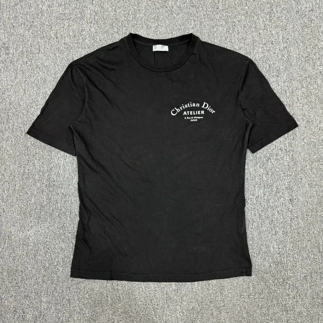Dior迪奥 黑色logo前后标语印花短袖 XXS码98新 9053203