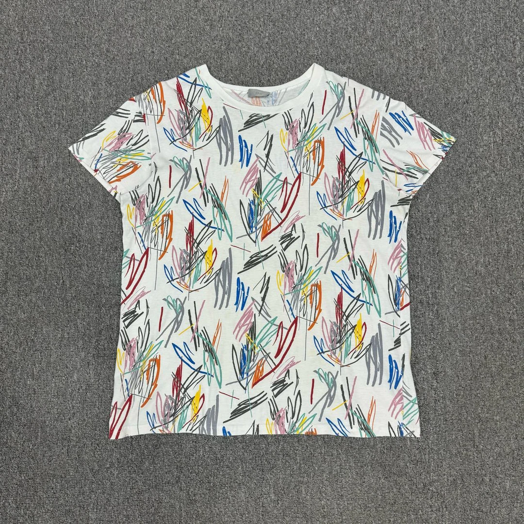 Dior迪奥 白涂鸦满印logo短袖 XL码 95新 8410686