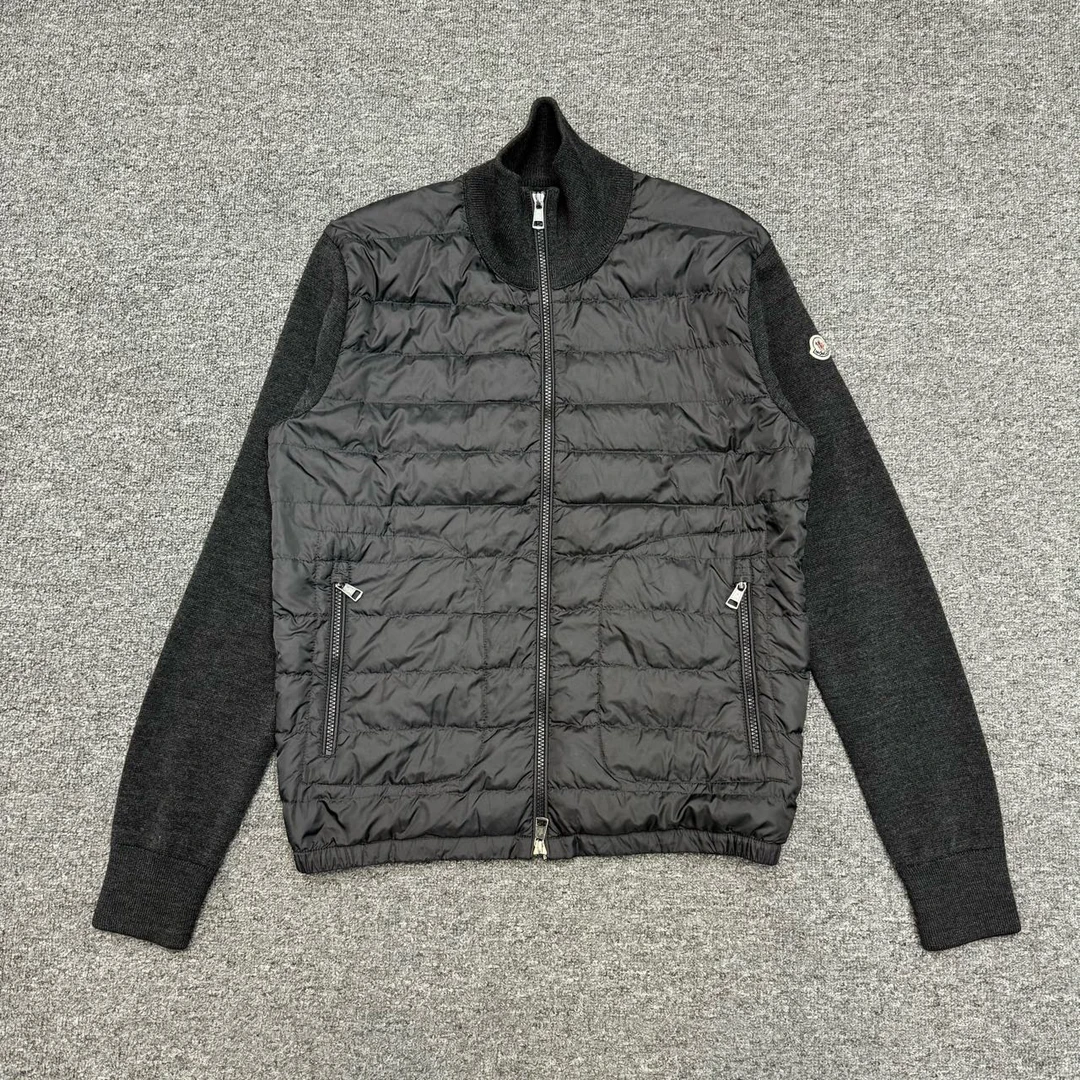 Moncler蒙口黑色羊绒拼接羽绒服 L码99新