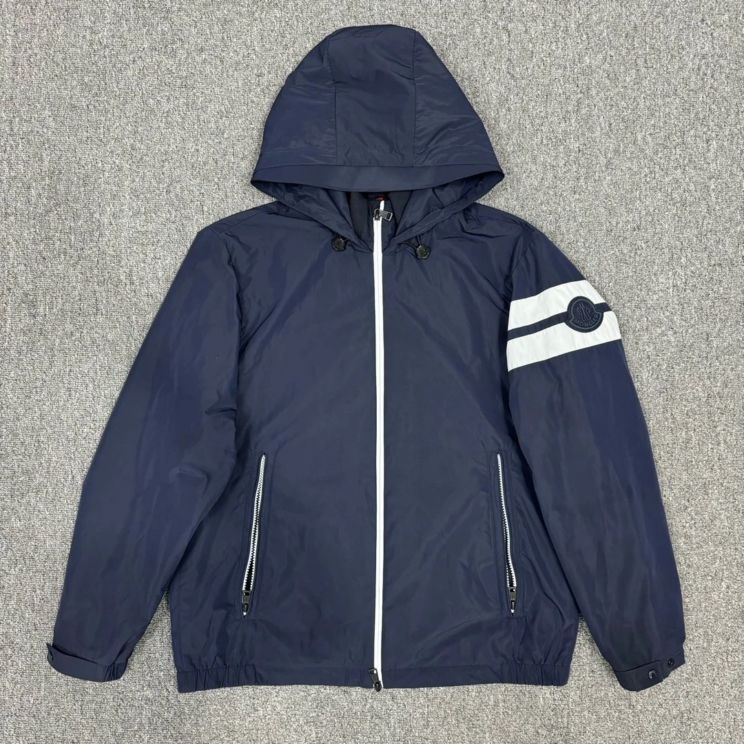 Moncler蒙口 蓝色尼龙袖标棉服外套 3码99新 10171410