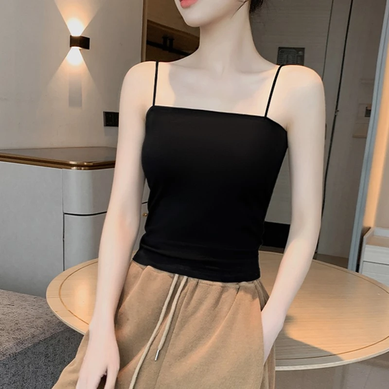 黑色美背小吊带背心女内搭2025新款棉质打底内衣上衣网红夏外穿