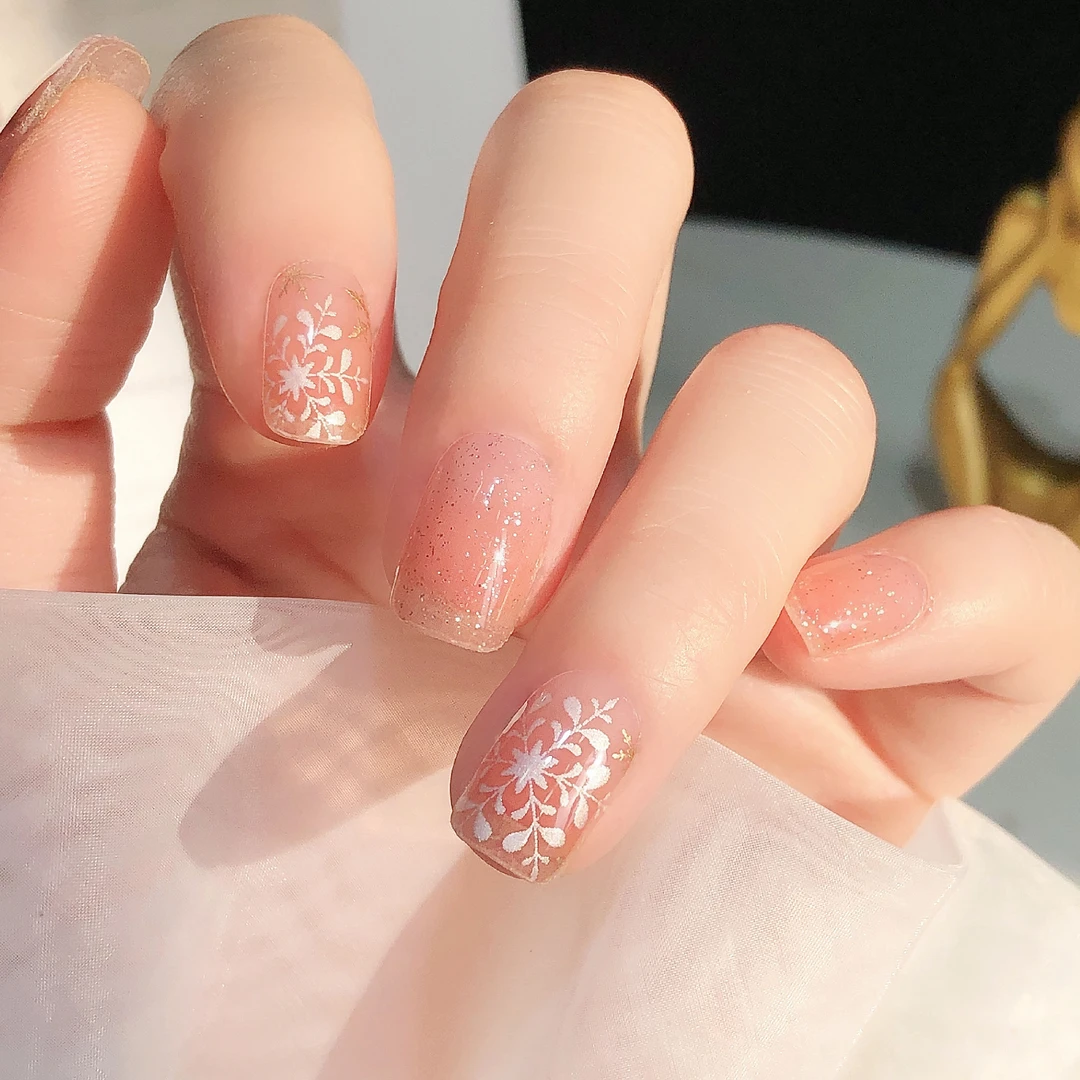 【冰露】美甲贴纸防水持久免封层指甲贴冰透雪花甲油膜非穿戴甲片