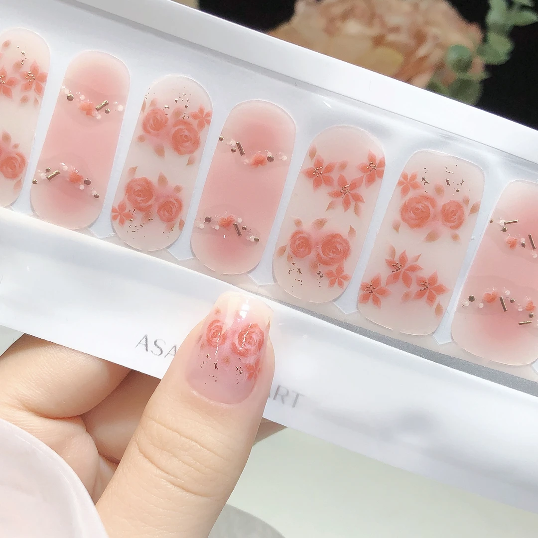【枯叶玫瑰】asap指甲贴纸仿钻立体花朵持久美甲贴全贴免烤软款甲片