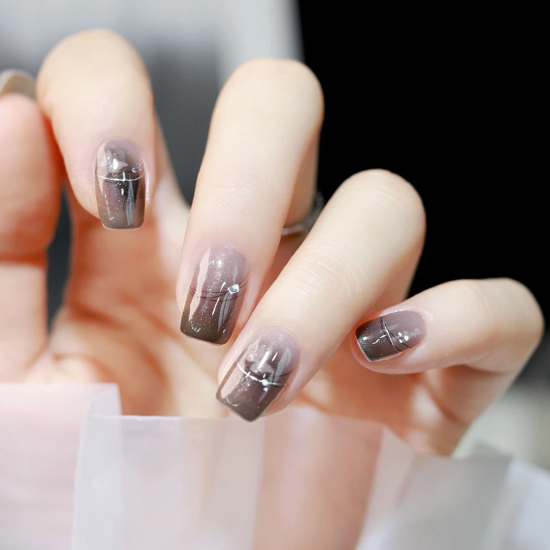 【暗夜蝶影】美甲贴纸手绘蝴蝶持久防水免封层成品甲油膜非穿戴甲