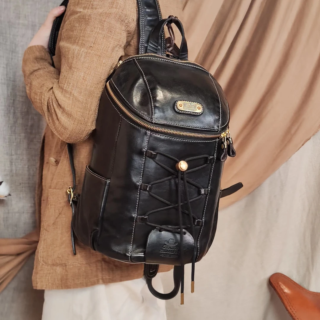 制道手工皮具双肩包大容量男女复古轻便大容量11805 11786