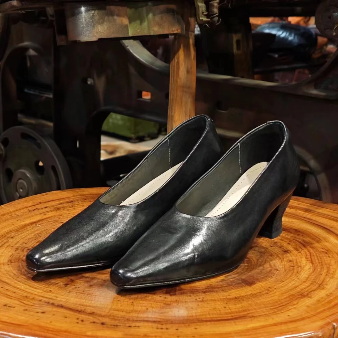 制道手工皮具 经典高档高跟尖头复古百搭经典鞋80551