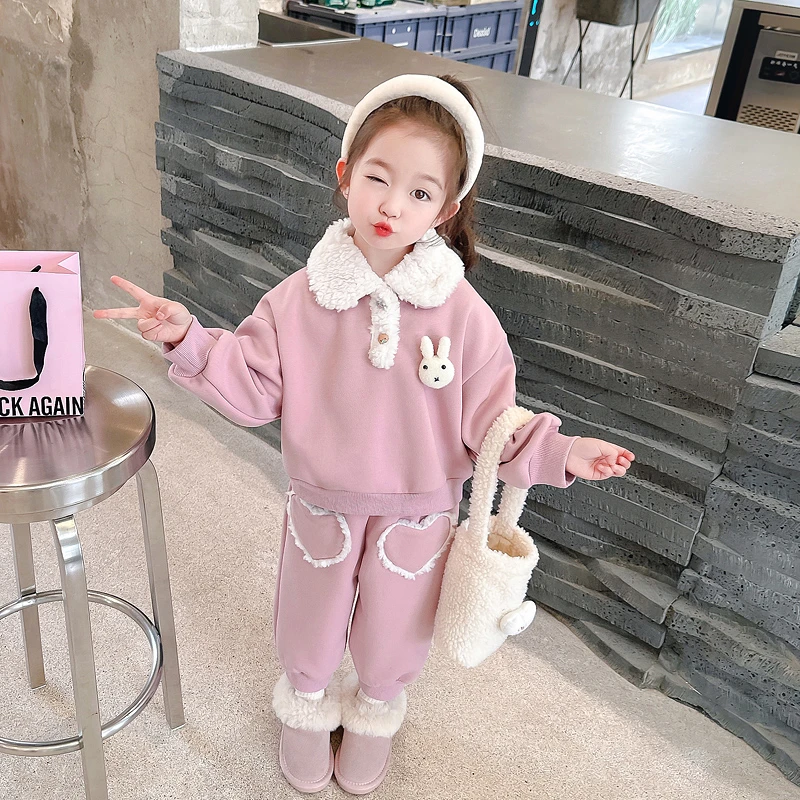 女童秋冬装加绒卫衣套装洋气儿童婴儿小童幼儿3岁4宝宝1深秋2加厚