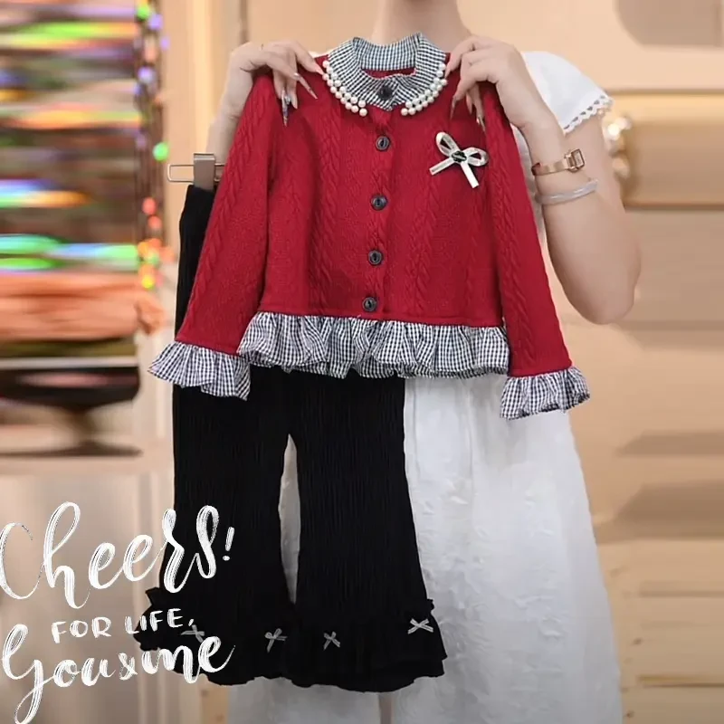 【现货】女童春装针织开衫套装2025新款春季时髦洋气小女孩两件套