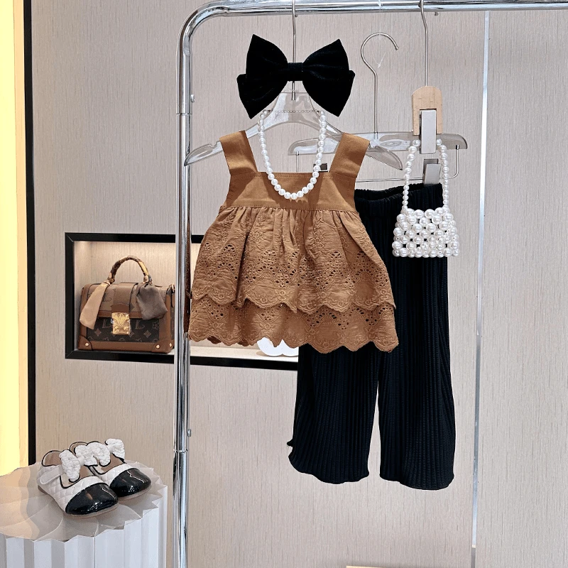 【现货】2025儿童套装蕾丝吊带童装女童洋气夏季公主时尚甜美时髦