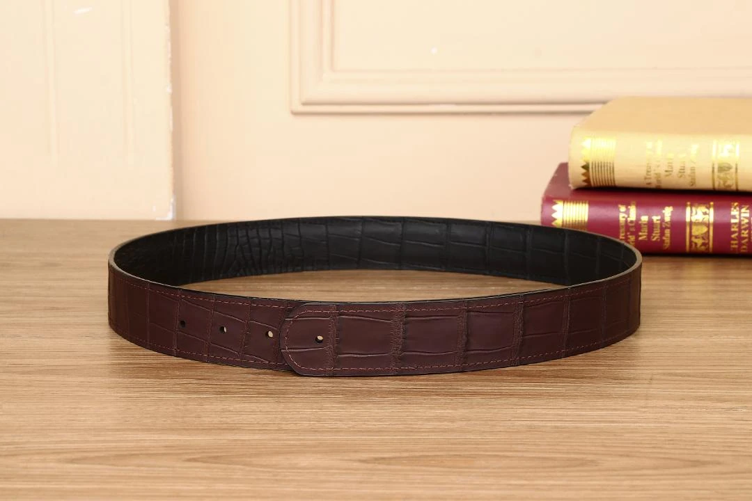 （单皮带）3.8宽圆头黑棕雾面精品腰带礼盒装-建