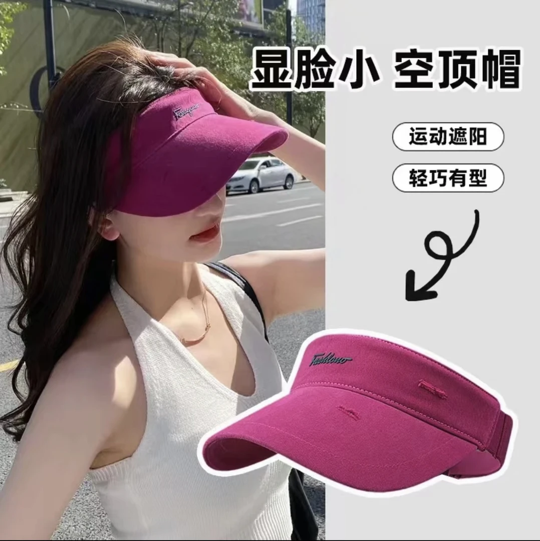网红空顶防晒帽子女韩版百搭鸭舌帽夏季骑车跑步透气高马尾太阳帽