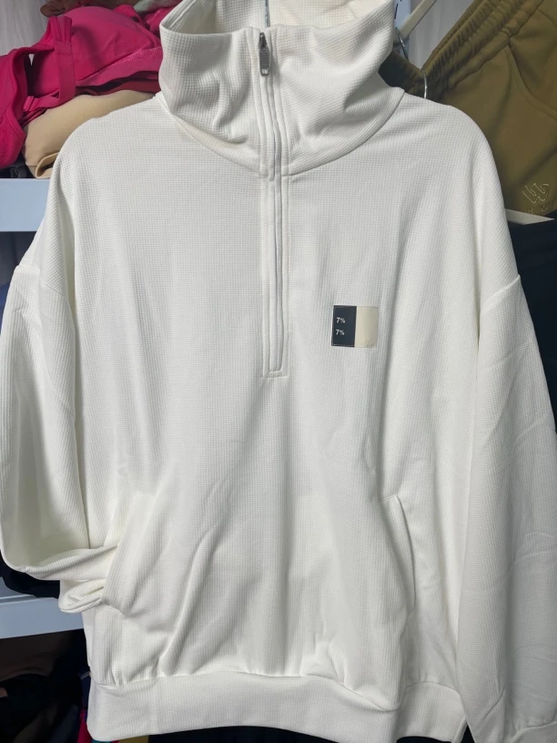 男女同款宽松版半拉链带口袋休闲卫衣立领时尚