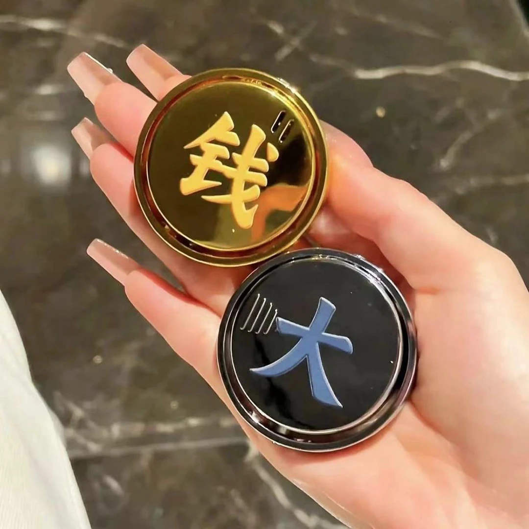 抖音网红金属创意解压旋转陀螺转大钱金币充气打火机解压旋转潮玩