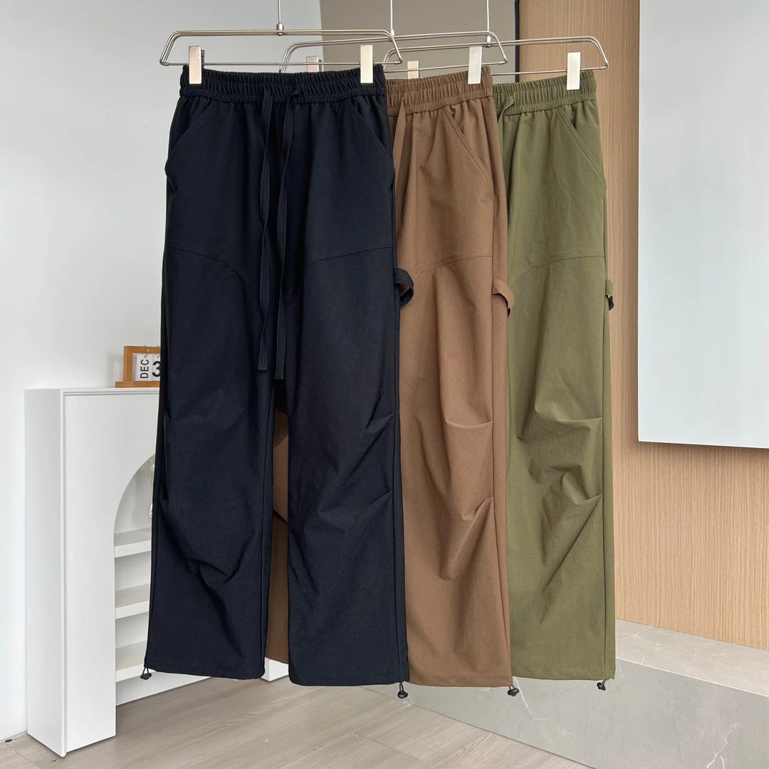 2023年秋季新款莱赛尔男士纯色工装裤子男裤潮流休闲长裤垂感裤子