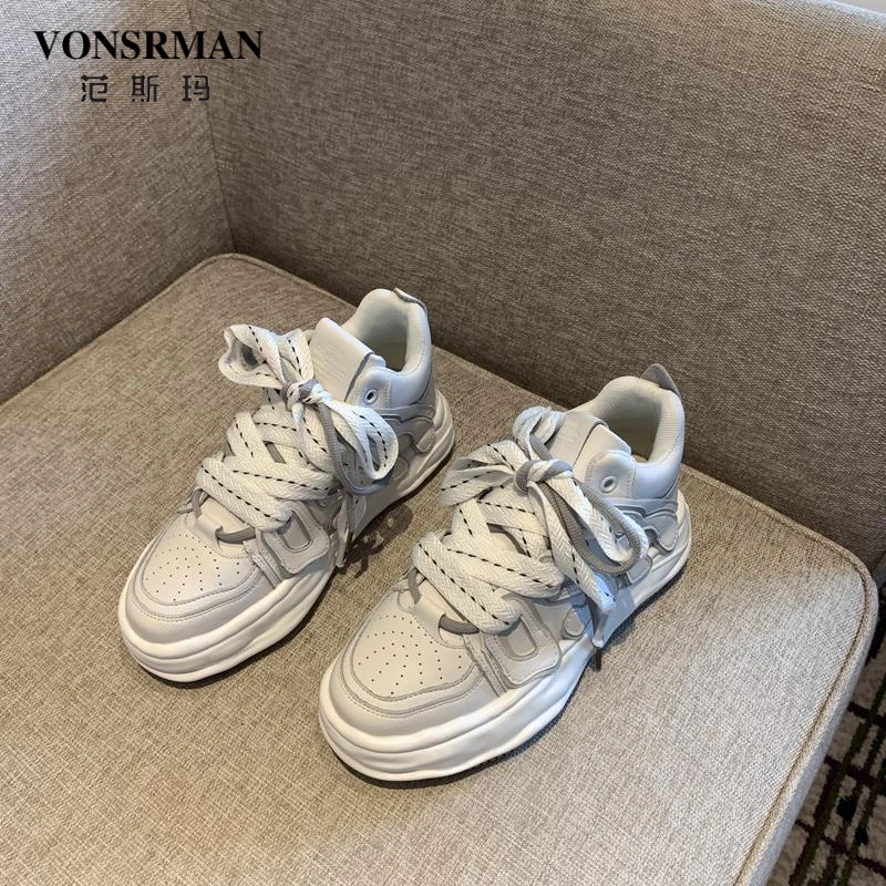 运动鞋秋款德训潮款秋季系带百搭真皮女运动鞋款网红款女款新款