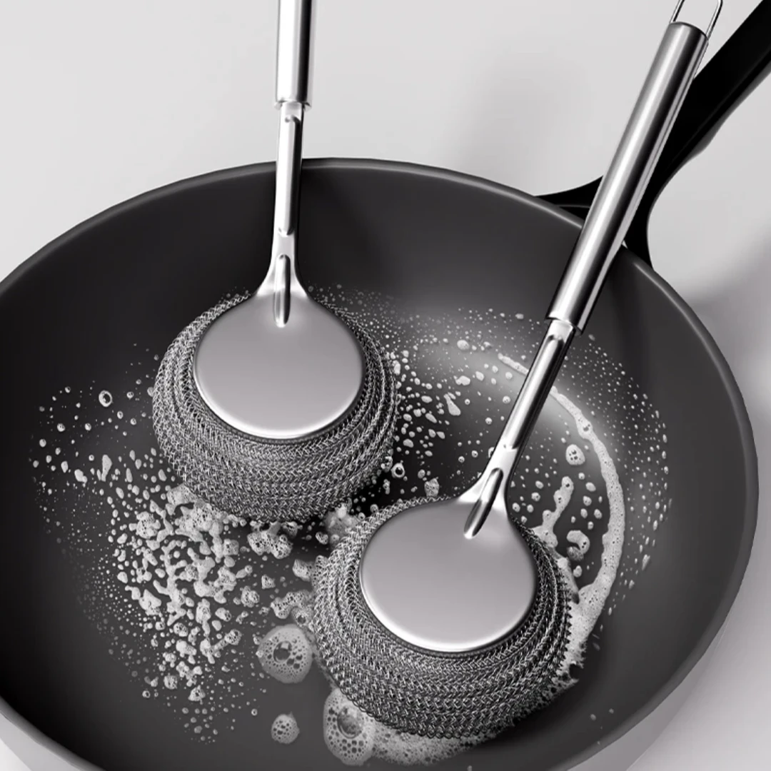 不锈钢锅刷刷碗钢丝球家用清洗大号长柄洗锅刷洗带柄防滑钢丝刷