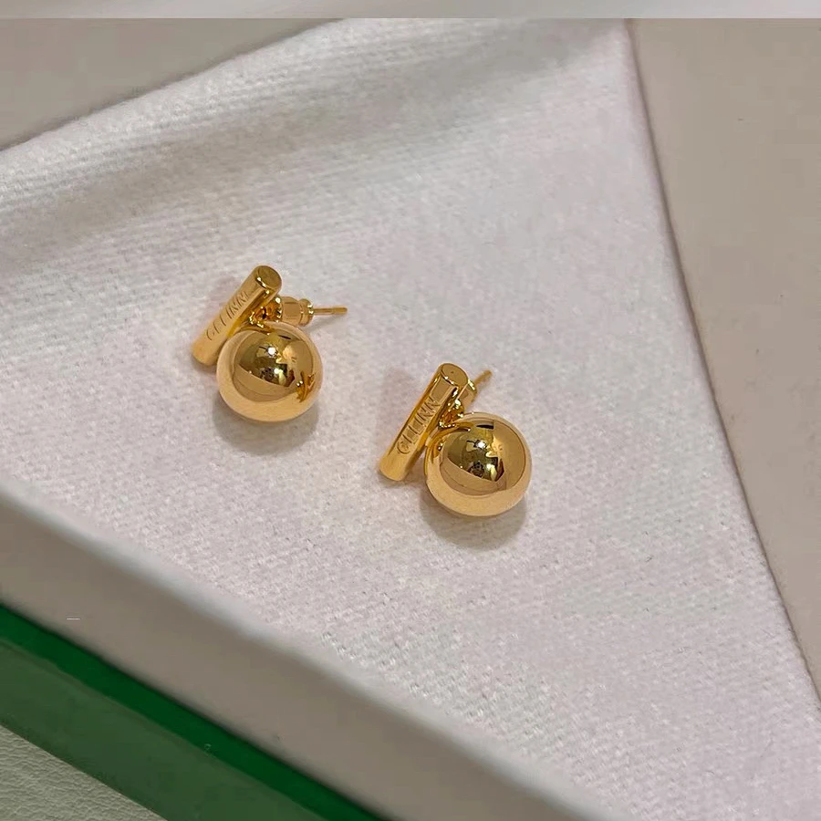 铜合金耳饰 E0063 法式金属平衡木耳钉小众设计高级感耳环