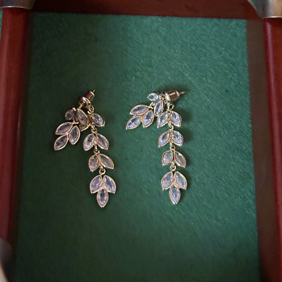 铜合金合成锆石耳饰 E0520 时尚麦穗气质流苏耳环优雅高贵