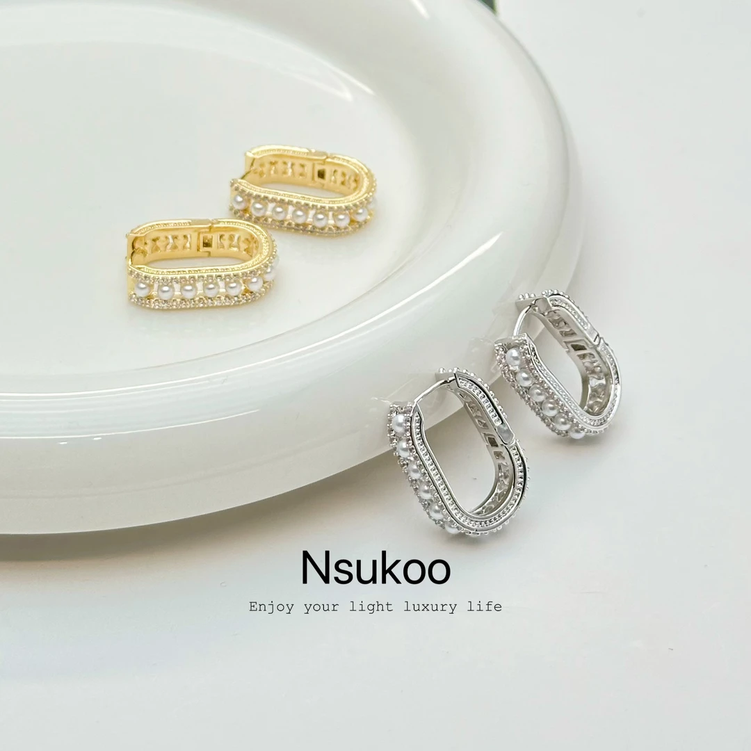 铜合金仿珍珠耳饰 E0490-55时尚贝珠休闲潮流轻奢潮流百搭耳圈