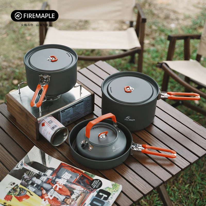 火枫锅具野炊套锅野餐煮锅耐磨炊具适用便捷野营套装户外野炊水壶