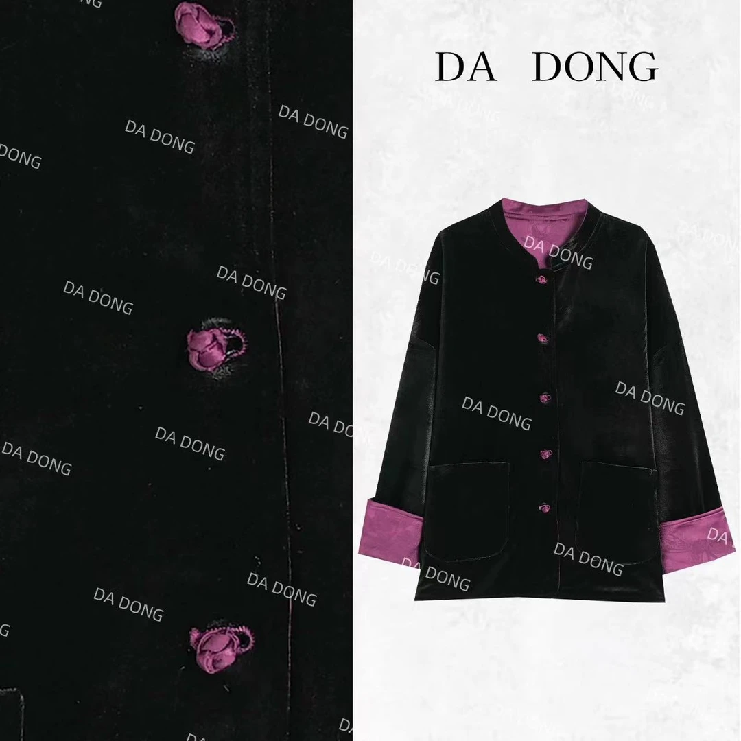 黑紫--新中式国风设计师高定轻奢时尚百搭休闲宽松加棉上衣外套女