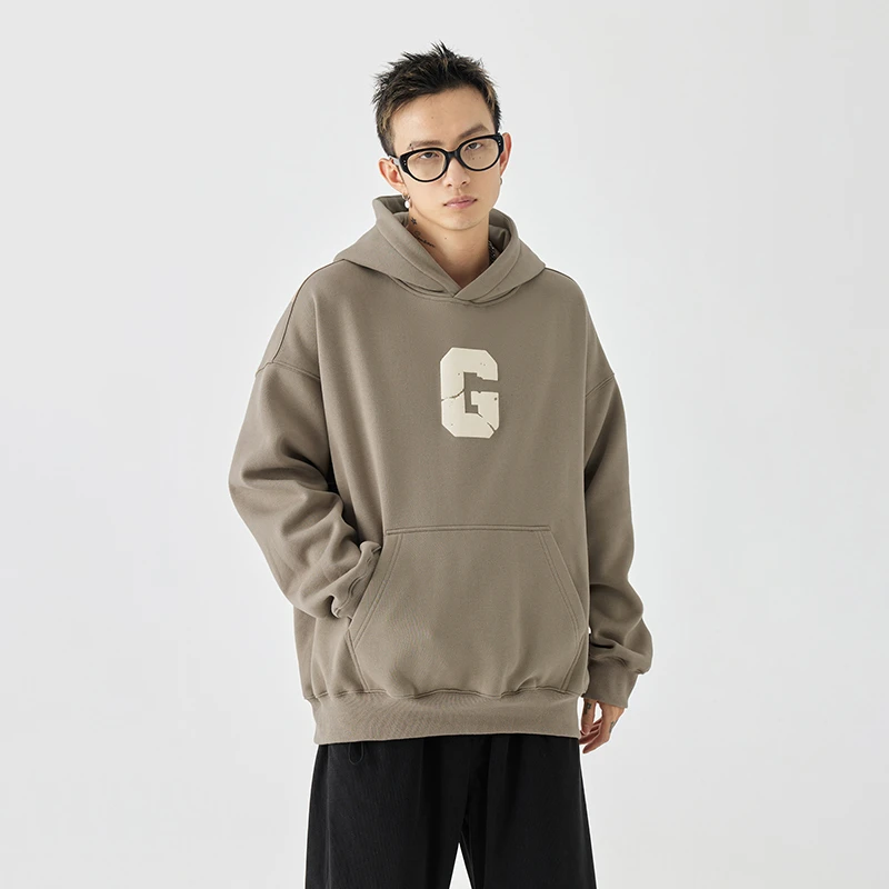 GOLFCROSS男女情侣外套字母纯色印花连帽休闲卫衣美式潮牌ins上衣