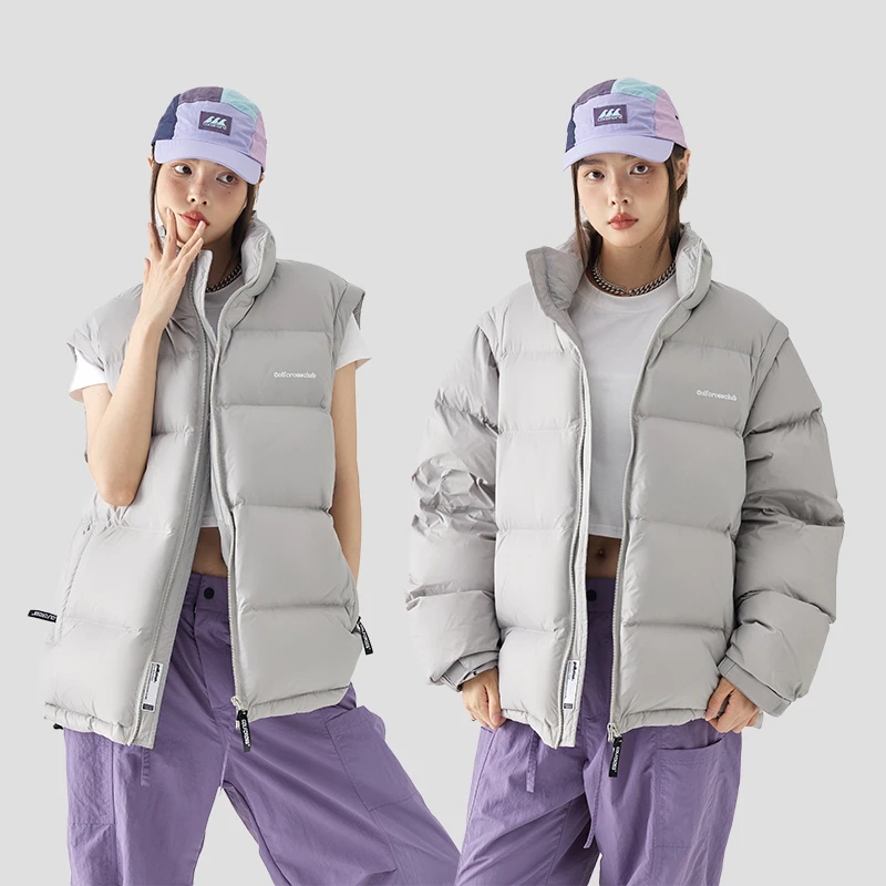 GOLFCROSS羽绒马甲+羽绒服一衣两穿可脱卸袖子90白鸭绒男女羽绒服