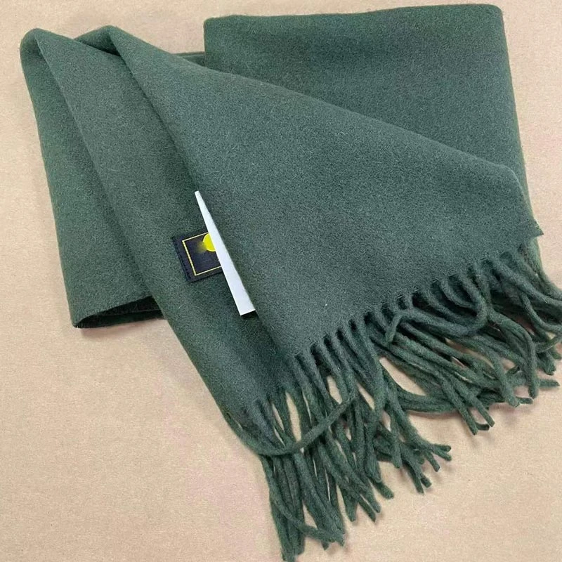 冬季橄榄绿围巾羊毛冬季防寒保暖户外围脖商务休闲围巾