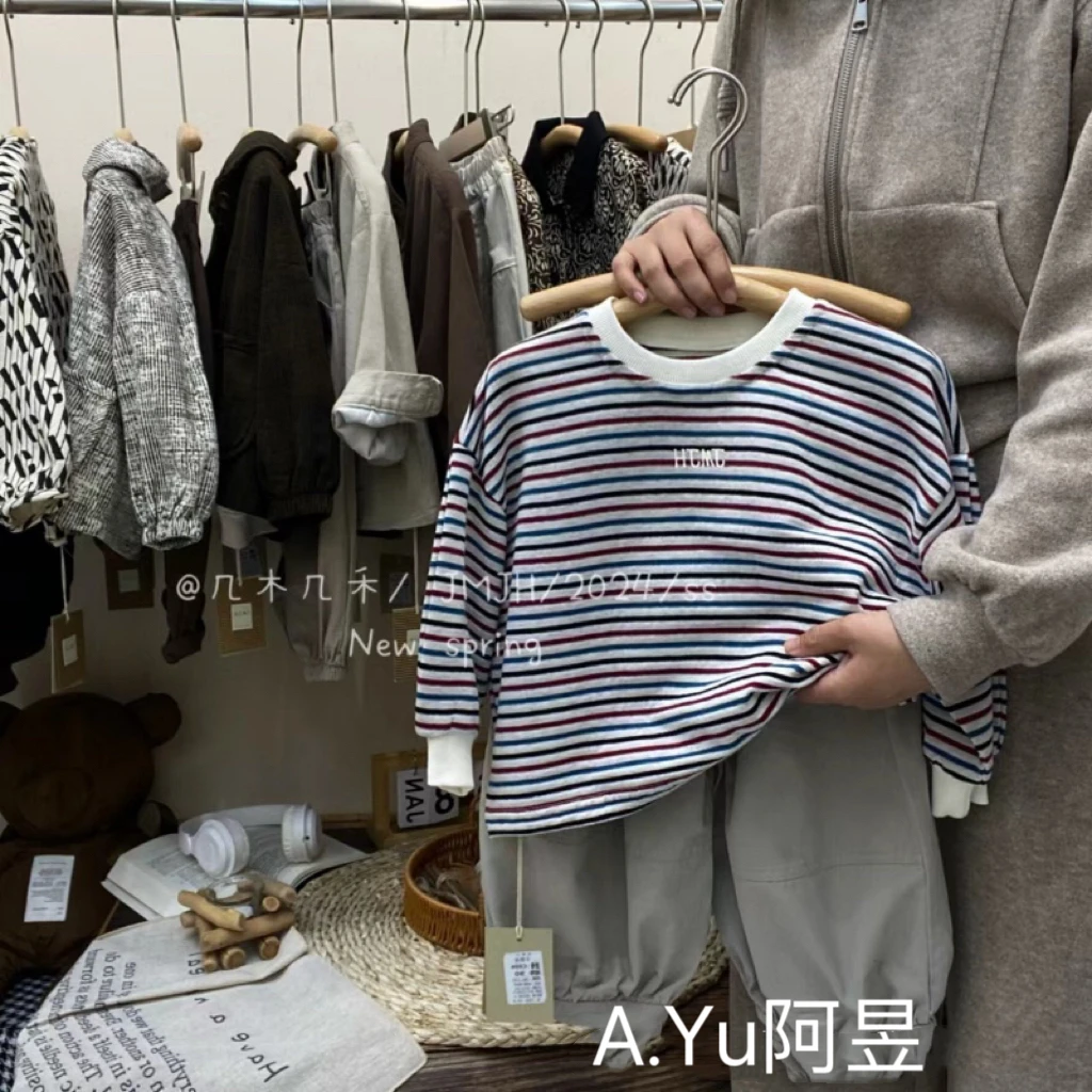 儿童长袖条纹时尚圆领