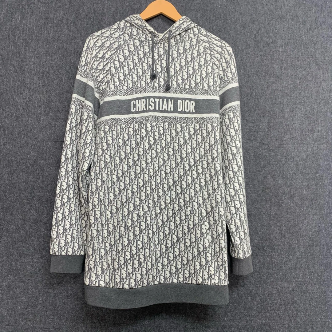 【98新】迪奥 Dior 灰色 满印 连帽 卫衣 / XS码 /公价25000