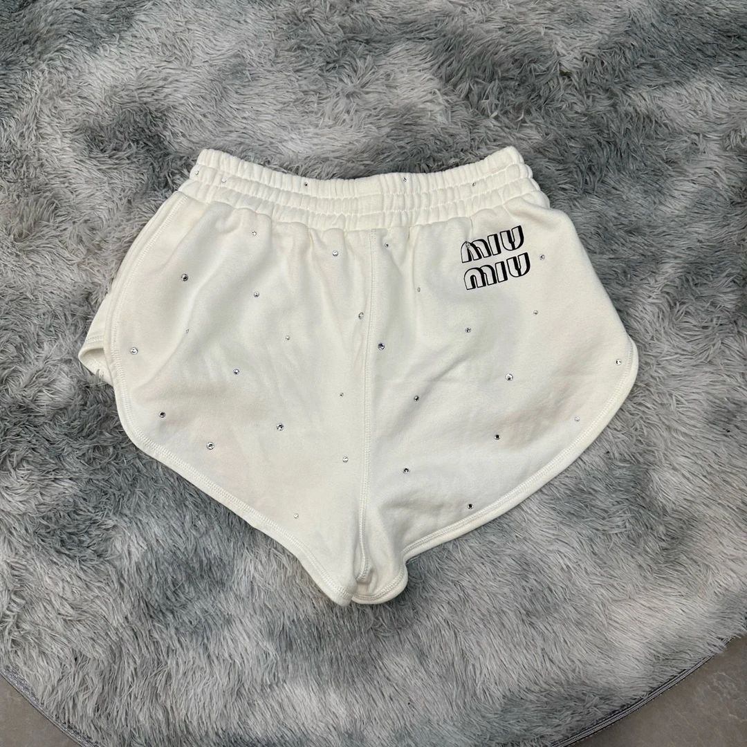 【99新】缪缪/MiuMiu 水钻白色短裤 短裙 / 40码 / 公价10100