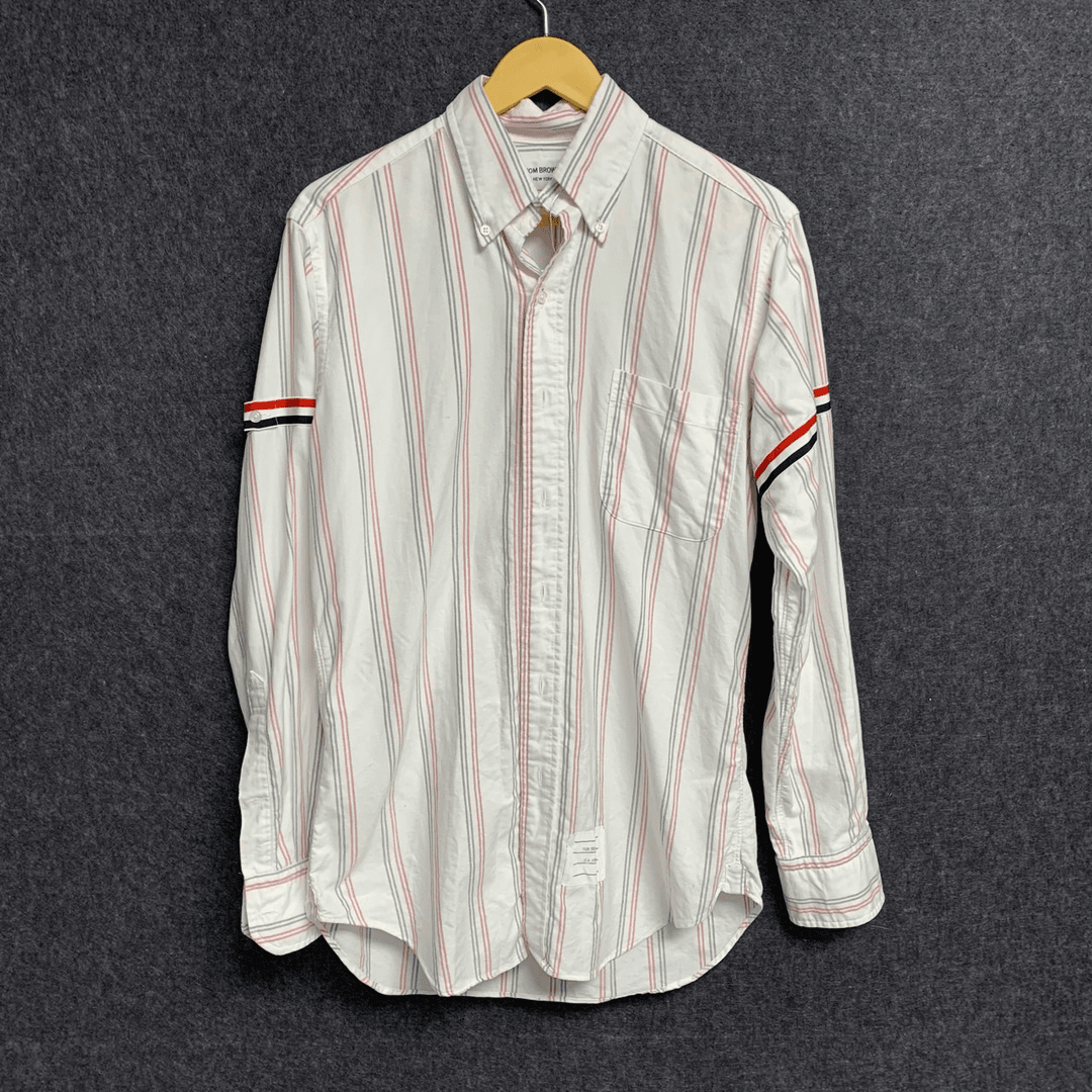 Thom Browne 白色条纹印花长袖衬衫 2码/95新/公价2479