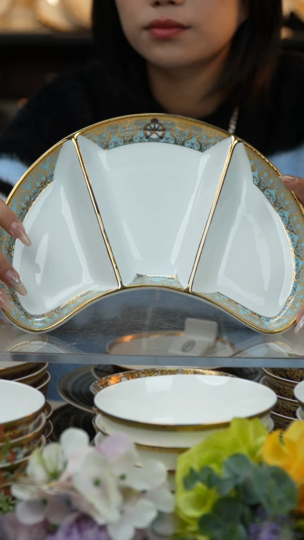 【闪购商品】瓷摆件三格点心盘