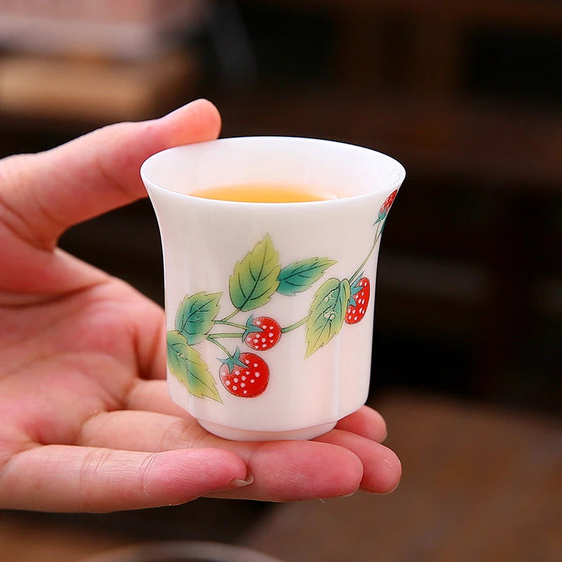 日式陶瓷家用主人杯八角杯