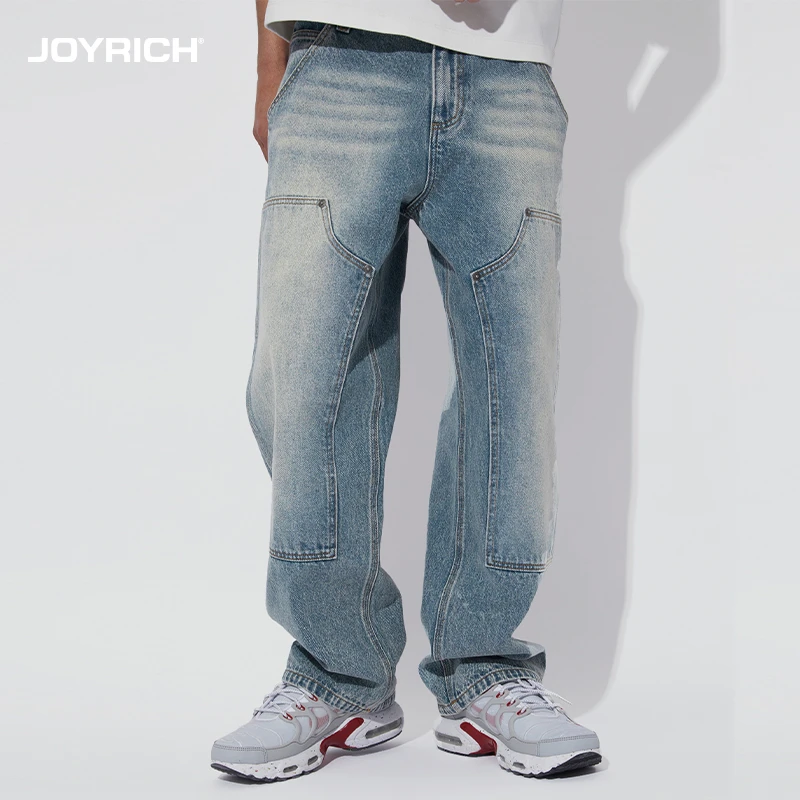 JOYRICH美式复古双膝工装直筒牛仔长裤子24春夏新款男女同款中性