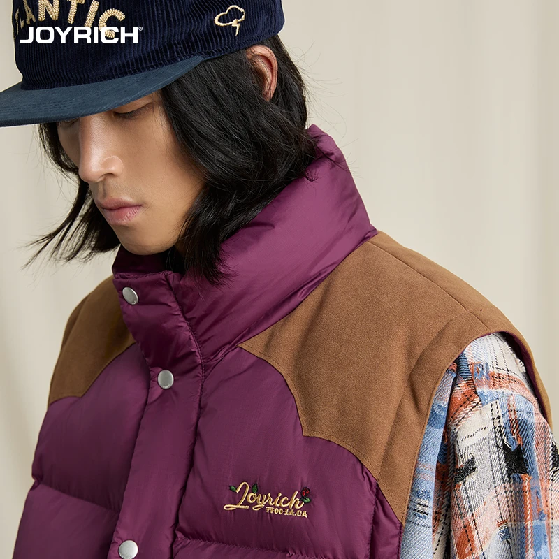 JOYRICH 2024冬季新品男女同款美式高领宽松白鸭绒羽绒马甲背心