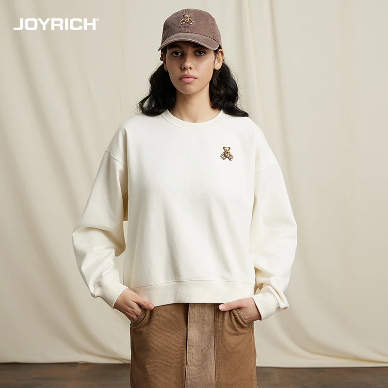 JOYRICH 美式重磅圆领宽松刺绣logo长袖卫衣早秋新款蝙蝠袖上衣女